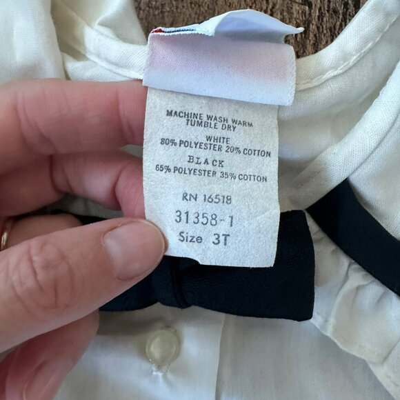 Vintage K.L.L. Baby Sailor Shirt 3T White & Black Bowtie Collar - Picture 5 of 6
